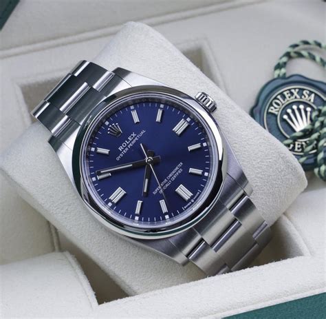 rolex blue oyster watch|rolex blue face oyster perpetual.